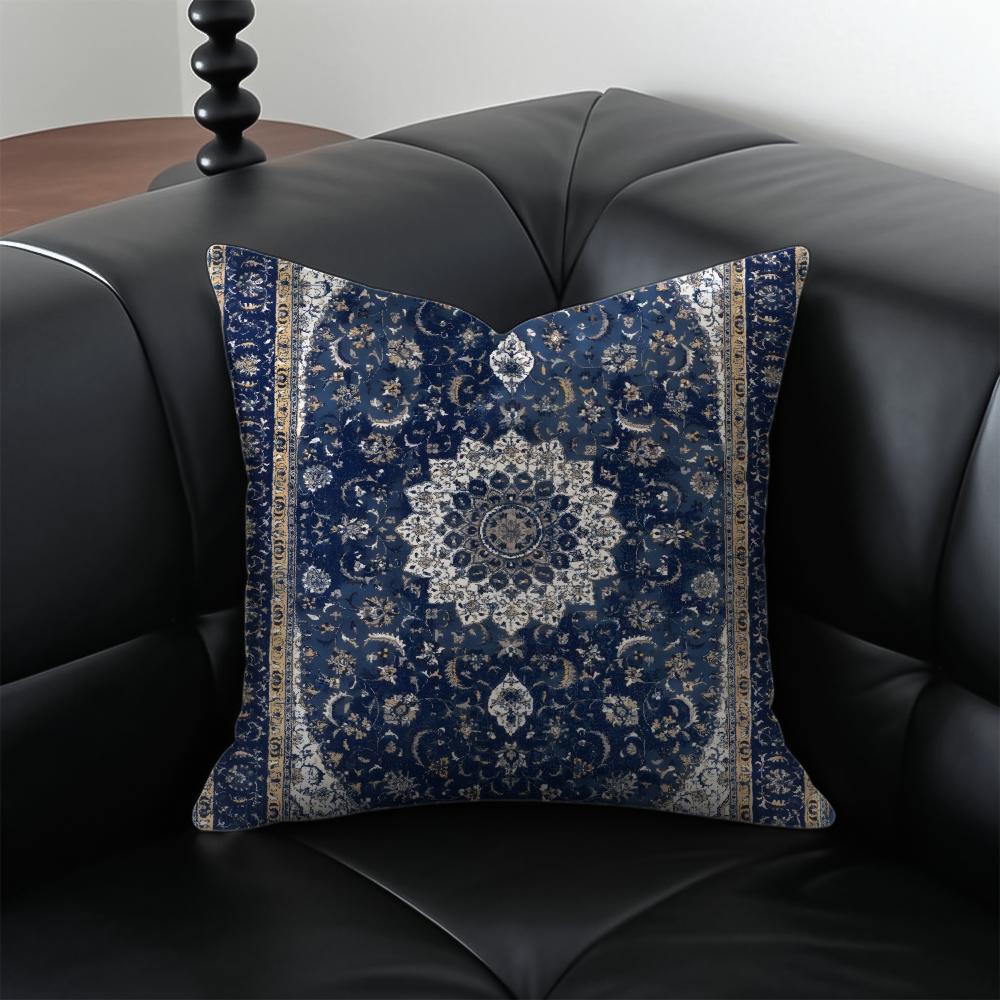 Vintage Persian Style Pillow Cushion Cover Pillow Case Anti-Dustmite Invisible Zipper Silky Plush Cushion