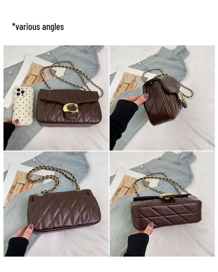 Korean-Style Women's Trendy Single Shoulder Bag - Fashionable, Versatile, Diamond Lattice Chain, Small Fragrance Style for Commuting