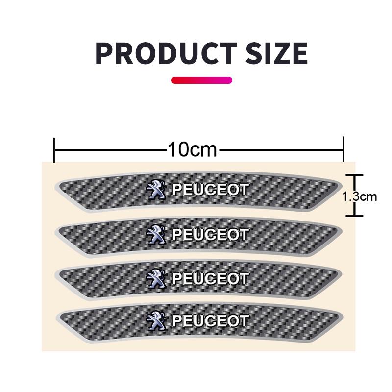 4pcs Fashion Car Badge Wheel Rims Brow Decal Trim Sticker For Peugeot 308 408 508 RCZ 208 3008 2008 206 207 307 Car Accessories