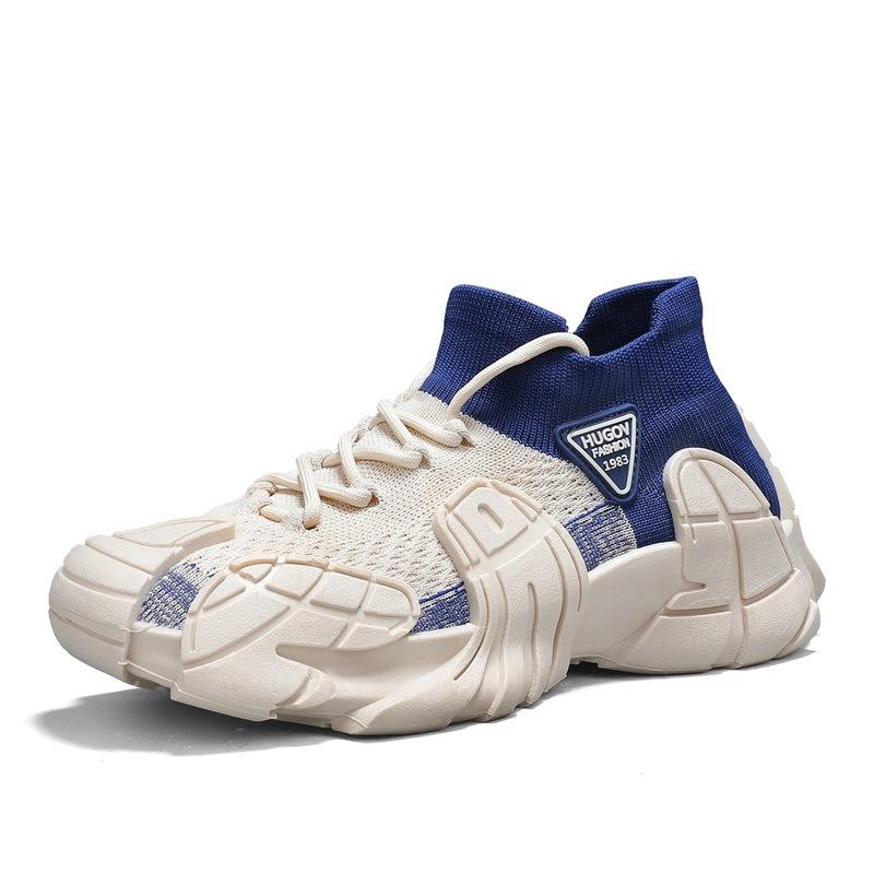 

Men s shoes new youth men s sports and leisure shoes fly-woven breathable thick-soled wear-resistant octopus socks trendy shoes 44