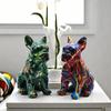 Mini Painted Bulldog Statue Kawaii Colorful Dog Statue Graffiti French Bulldog Statue  Bedroom