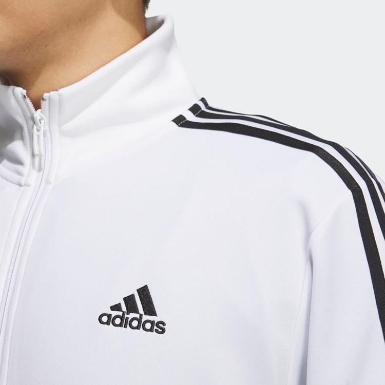Adidas Colorblock Striped Logo Embroidered Stand Collar Jacket Men Jacket White IA9448