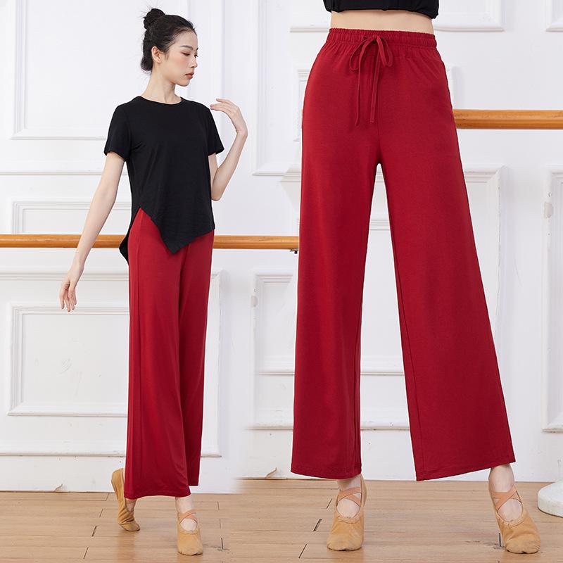 Damen Übergröße Modern Dance Modal Weitbein-Hose für Frühling/Sommer - Locker, Klassischer Chinesischer Stil Übungskleidung