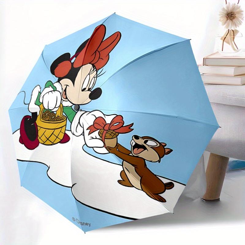 1 Stück Minnie Maus Automatischer Regenschirm, Tragbar Faltbar 8-Rippen Manuell Öffnend mit Skelettgriff, Langlebige Schirmbespannung y250730130