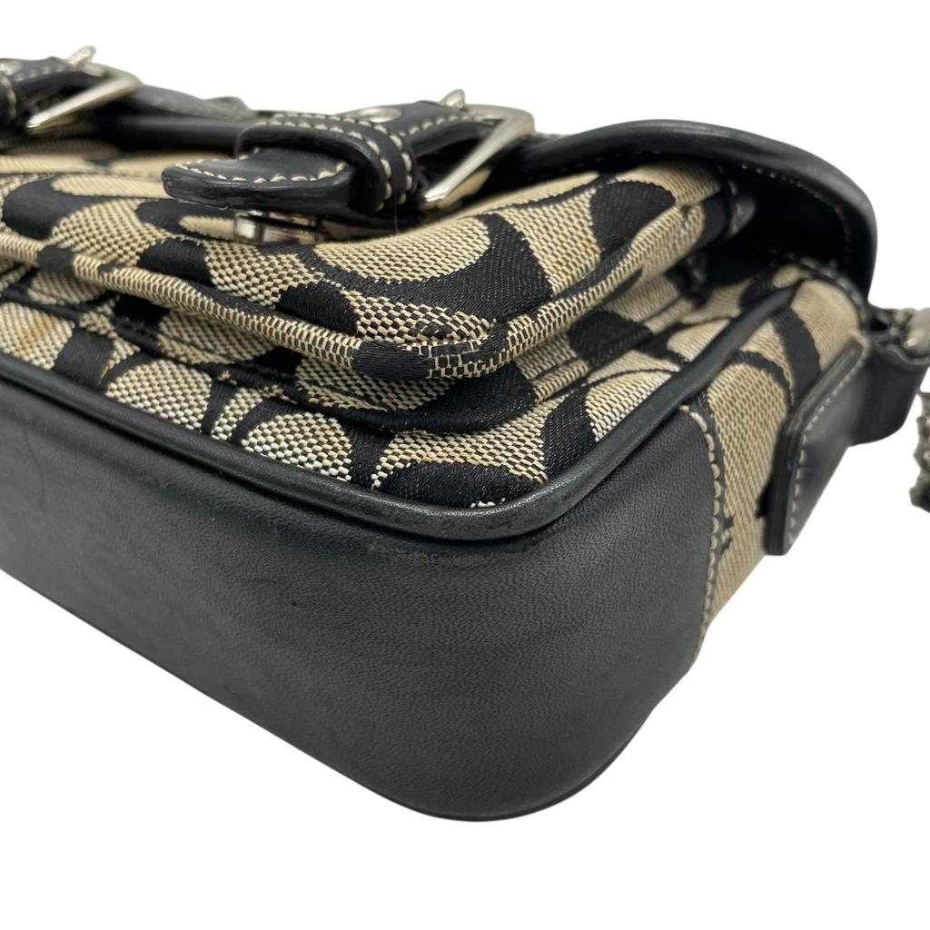 Used COACHShoulder Bag black/beige canvas/leather Women