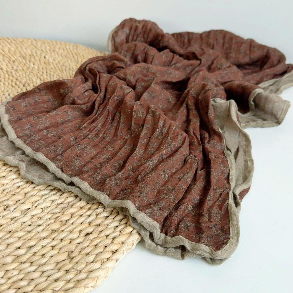 Floral Korean Cotton-Linen Scarf: Fashionable, Breathable Shawl for Autumn & Winter
