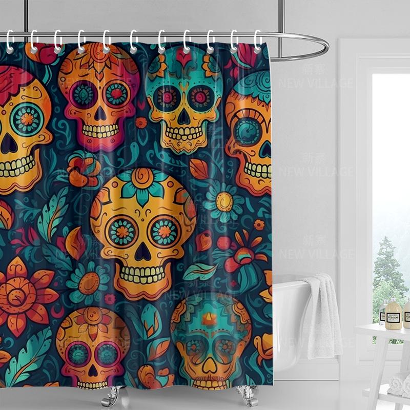 Home shower curtains bathroom Decora waterproof fabric non-slip bathmat water absorption curtain Modern nordic geometric boho