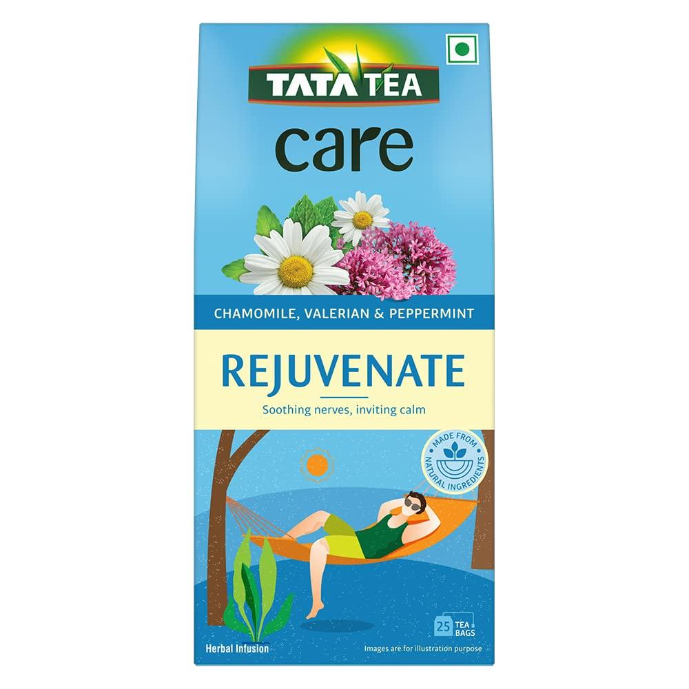 Rejuvenating Green Tea with Chamomile, Valerian and Mint (25 Pack), Rejuvenate Green Tea with Chamomile, Valerian & Peppermint, Tata Tea