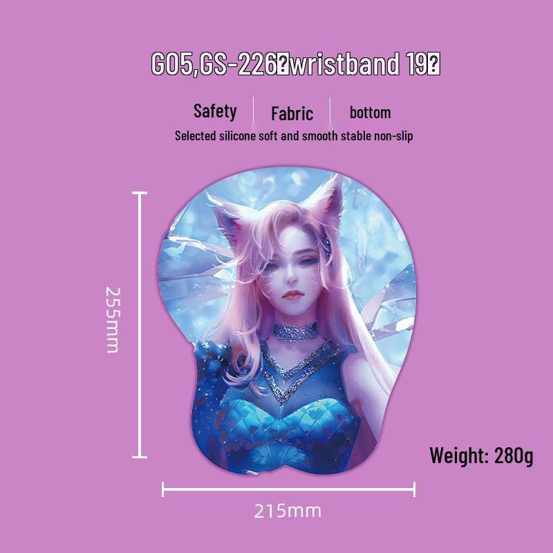 Beautiful Anime 3D Silicone Wrist Rest Mouse Pad - Creative Design, Hot Selling