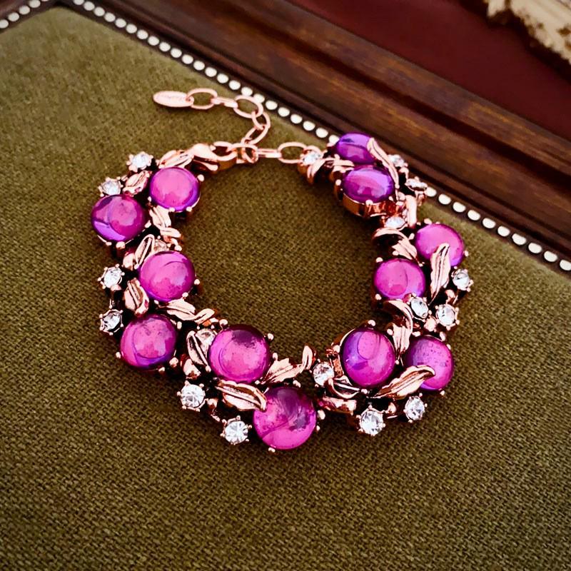 Zircon Flower Round Bracelet: High-End Light Luxury Fashion, Retro Versatile Women's Jewelry