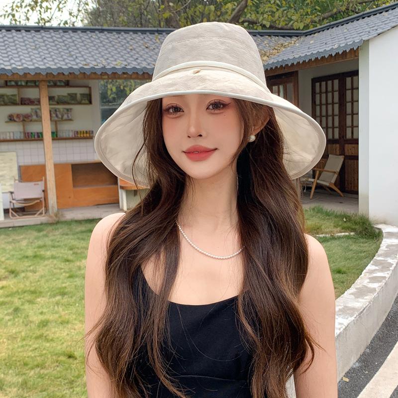Summer Hat Women Sunscreen Bucket Hat Bow Travel Travel Big Edge Sunscreen Sun Hat
