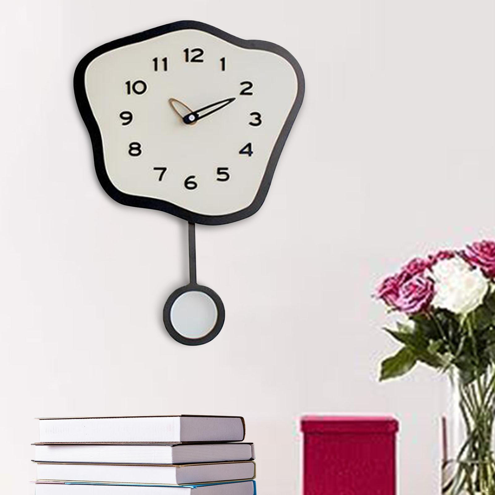 

Настенные часы с деревянным орнаментом, легко читаемое украшение, подвесное искусство для кухни DEN Swinging