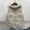 Light and thin pressed rubber hooded down vest women's short autumn and winter new warm vest jacket