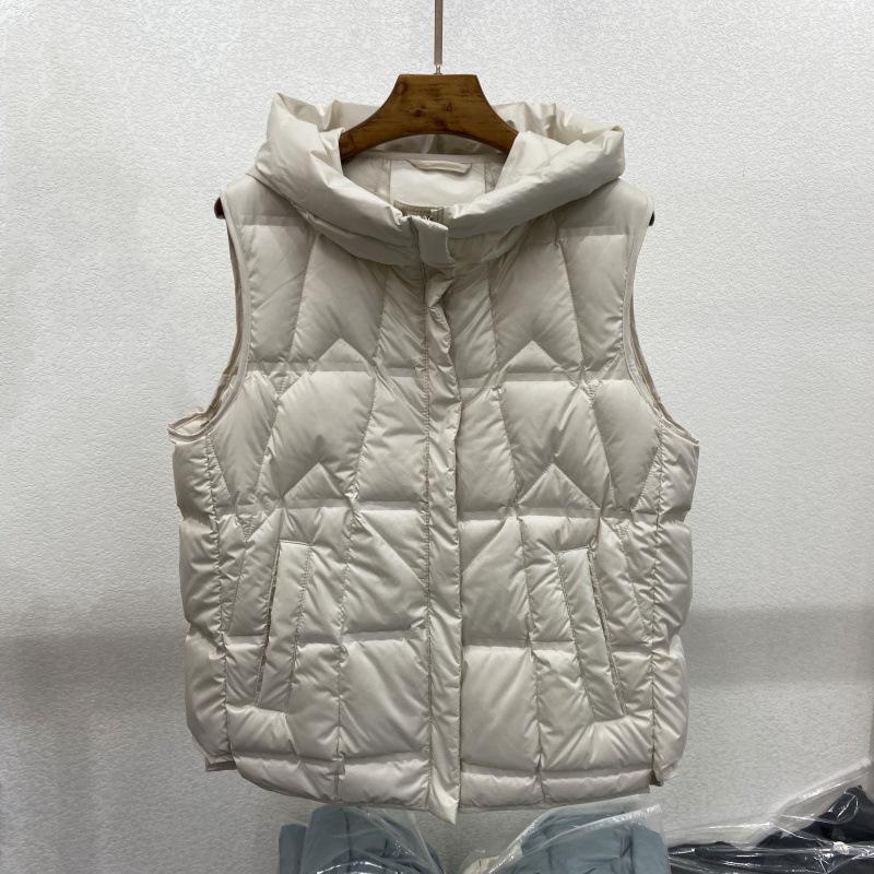 Light and thin pressed rubber hooded down vest women's short autumn and winter new warm vest jacket