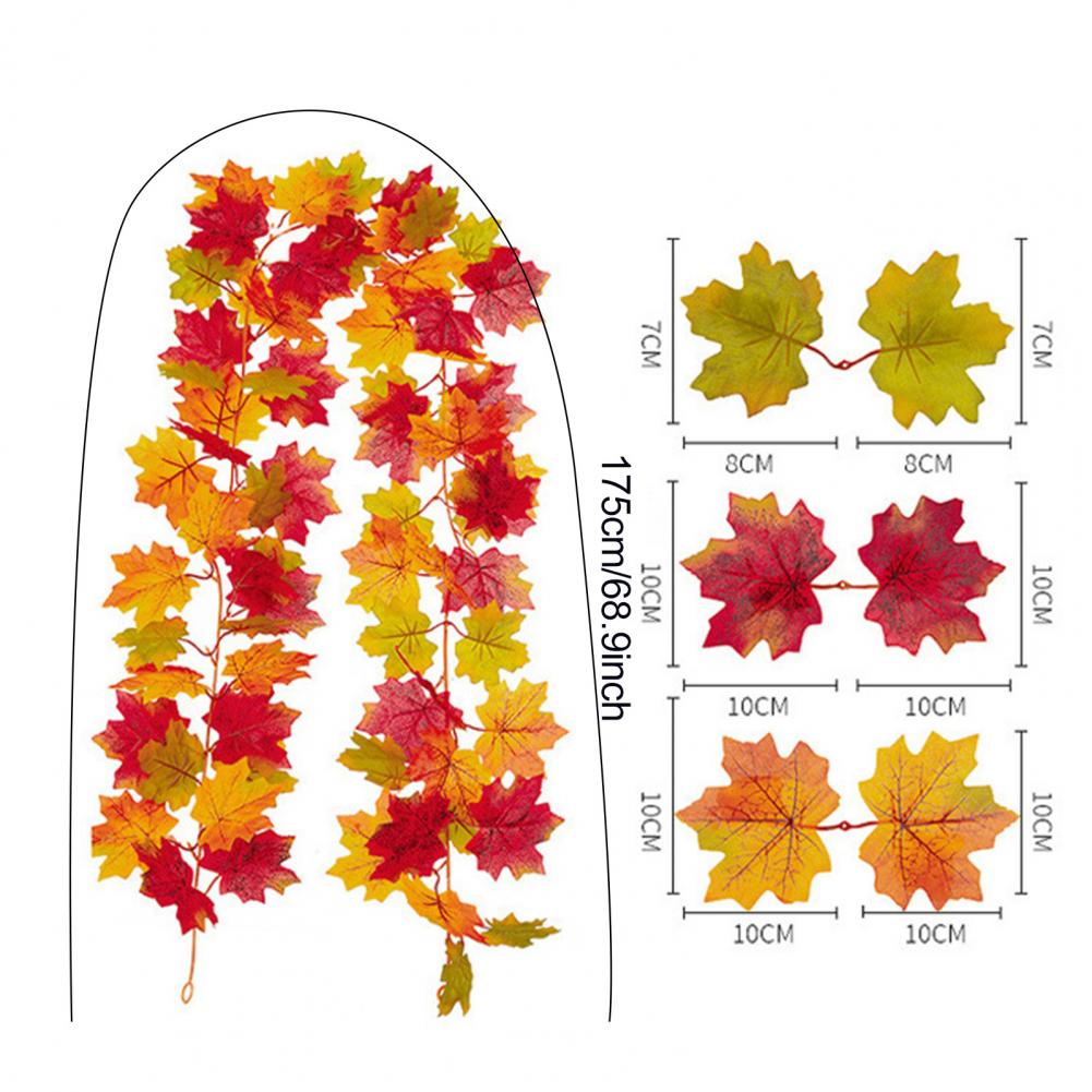 1/2Pcs 175/200CM Fall Maple Leaf Garland Indoor Outdoor Hanging Artificial Leaves Plants Vine Porch Decoration