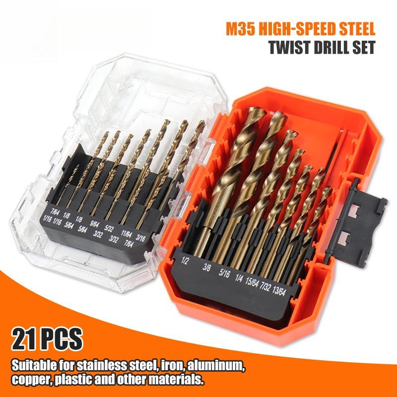 M35 cobalt containing Fried Dough Twists drill set metal plate stainless steel plastic wood drill with storage box for drilling