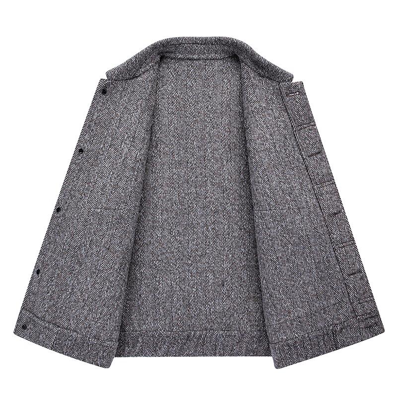 FAPAI Men's Herringbone Wool Blend Short Overcoat