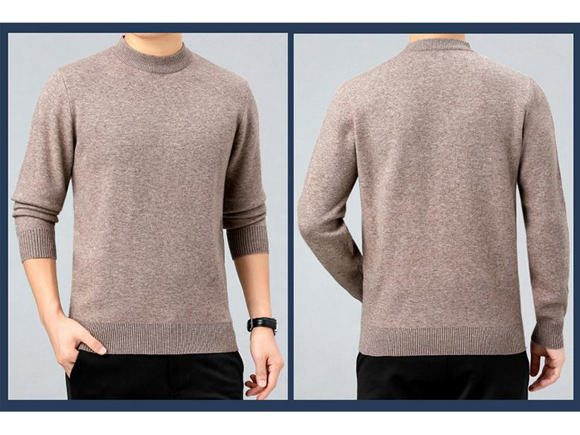 Herren Business Casual dicker Kaschmirpullover - Neuer Stil, Halbhoher Rundhalsausschnitt, 100% Reines Kaschmir, Hochwertige Basisschicht