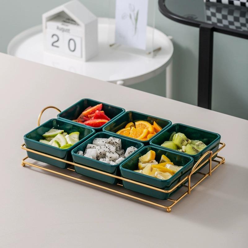 Ktv Clubhouse Fruit Plate Melamine Bar Muscle Foot Four Or Six Gongge Snack Plate Grid Barbecue Cold Vegetables Snack Plate Plate Plate