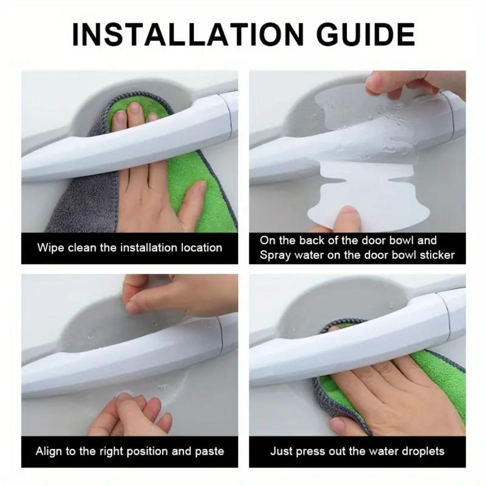 8Pcs/Set Of Door Handle Stickers, Scratch-Resistant Handles, Bowl Stickers, Decorative Films, Car Protective Equipment