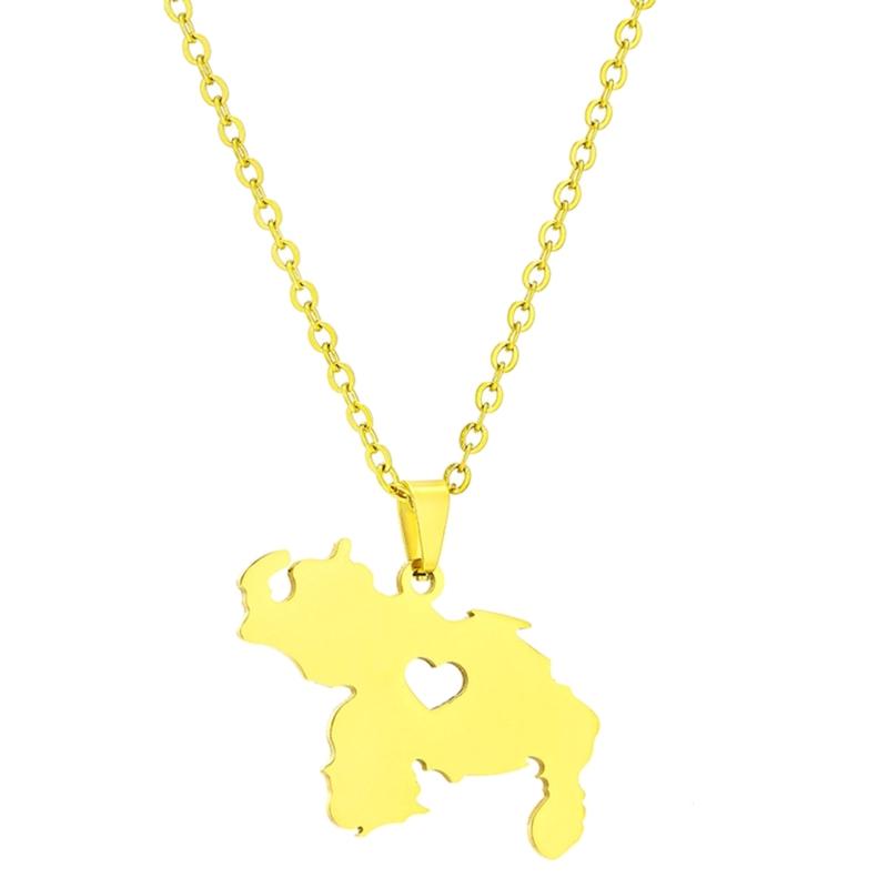 Venezuela Map Flag Pendant Necklace Country Outline Clavicle Chain Choker