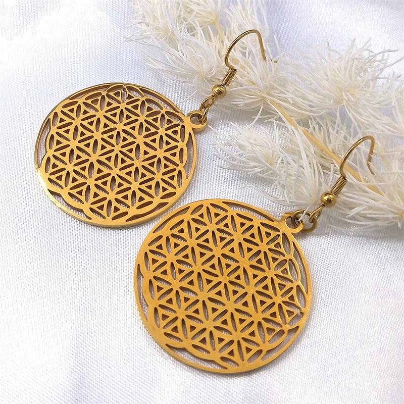 Flower of Life Stainless Steel Long Necklace for Women Men Gold Color Mandala Metatron Necklaces Jewelry Collares Para Mujer