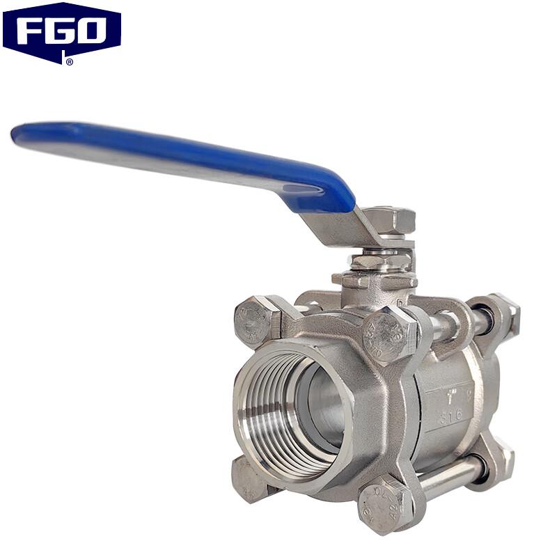 FGO 316L Stainless Steel Three-Piece Threaded Ball Valve