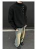 Men's Korean Style High Neck Sweater with Irregular Button Design – Trendy Oversized Knitwear