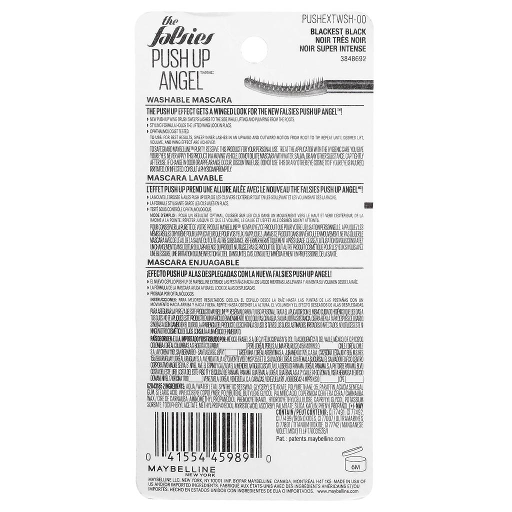 Maybelline The Falsies™, Push-Up Angel™ Mascara, 501 Blackest Black, 9.8 Ml (0.33 Fl Oz)
