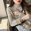 Casual Long Sleeve Soft Warm Sweater Women Fashion Stand Collar Base Pullover Women Autumn And Winter Thickened Knitwears Tops 29602