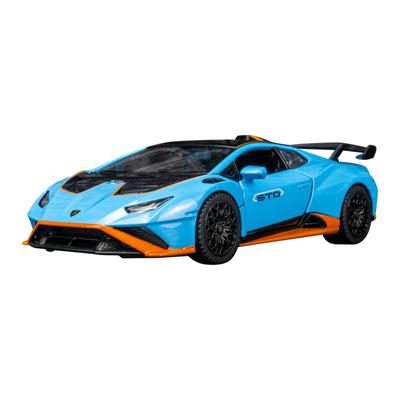 1/32 Scale Lambor Hurricane STO Sports Car Model, Pressure Cast Metal and Toy Car, Sound and Light Model, Pull-back Series, Toy Gifts