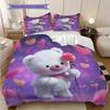 Bear Doll Pattern Bedding Quilt Set Quilt Cover Pillowcase Home Decoration Birthday Gift (1 * Duvet Cover + 2 * Pillowcase, Without Core)