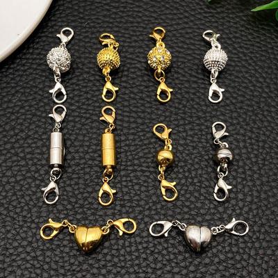 10-Style Multi-Color Round Magnetic Lobster Clasp Charms for DIY Bracelet & Necklace Jewelry