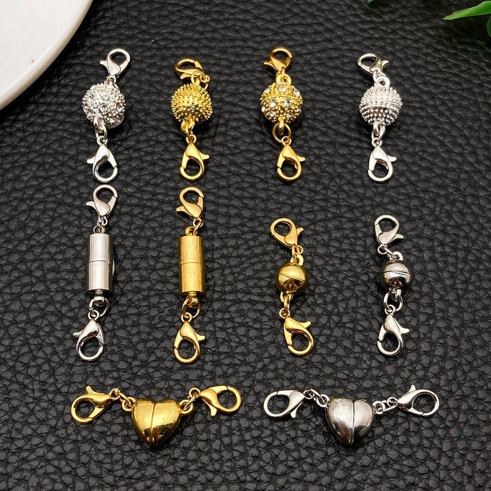 10-Style Multi-Color Round Magnetic Lobster Clasp Charms for DIY Bracelet & Necklace Jewelry