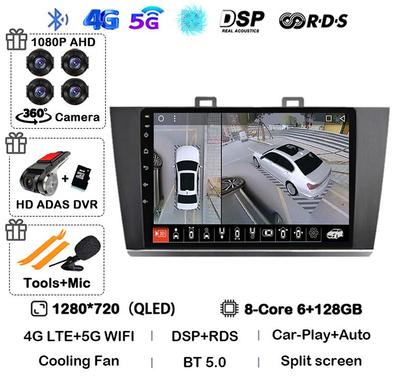 Android 14 Carplay Auto Car Radio For Subaru Outback Legacy 2014 2015 2016 2017 2018 Multimedia Player GPS 4G WIFI Stereo BT DSP