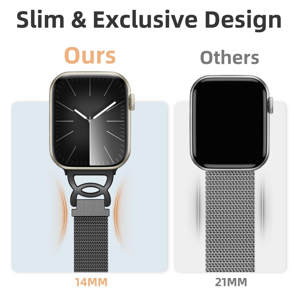 Watch Band For Apple Watch Series 10 Ultra 9 8 7 SE 6 5 4 3 2 1 46mm 49mm 45mm 44mm 42mm Magnetic Clasp Stainless Steel Strip