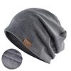 Autumn Winter Beanie Caps Casual Thermal Elastic Knitted Cotton Sports Warmer Casual Headwear Knitted Solid Unisex