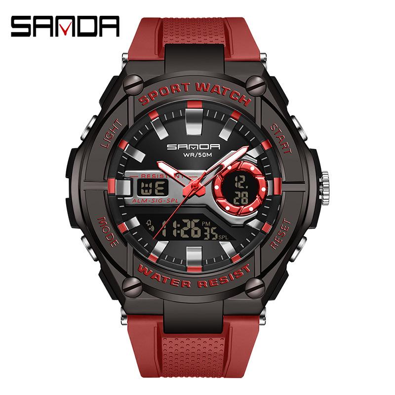 Sanda Man 3123 Multi-function Tactical Military Style Waterproof Luminous Alloy Sports Watch.