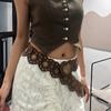 Metal beaded heavy industry adjustable pu leather trendy women's clothing matching belt for women