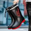 Fashion 2025Mid-calf Rain Boots Men Slip-On Waterproof Rubber Rain Shoes Work Mud Boots Warm Durable Non-Slip Boots Farming Fishing Camp