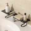 Carbon Steel Bathroom Storage Rack Water Drainage Rustproof Faucet Storage Shelf Punch Free Large Capacity Metal Mesh Shelf