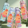 1PC It Is My Birthday Bear Quote Print 750ml Color Plastic Sports Water Bottle Leakproof Flip Straw Lid Suitable for Sports Office Home Use