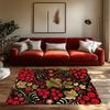 Floral Area Rug Washable Non Slip Living Room Carpet Modern Abstract Home Decor Indoor Outdoor Mat Farmhouse Entryway Doormat