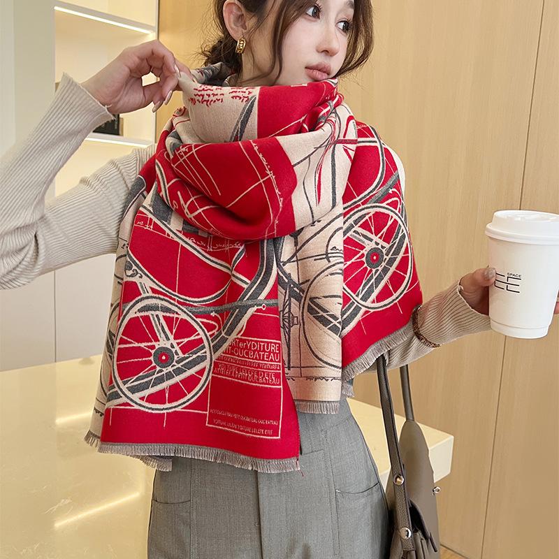New Fashionable Imitation Cashmere Scarf for Women in Winter Versatile Double Sided Scarf To Keep Warm and Cold Proof Thickened Shawl
