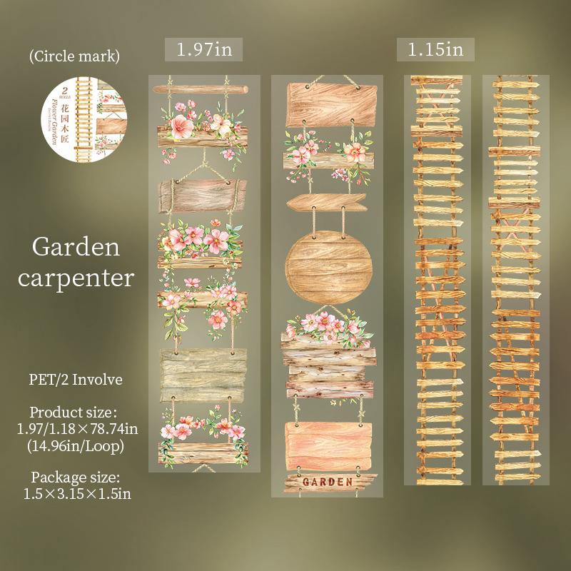 2Rolls/bag Tape Flower Garden Secret Realm Series Exquisite and Vine Fence Theme PET Stickers DIY Scrapbook Supplies Decoration