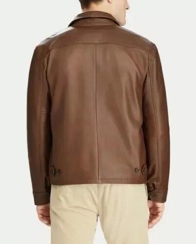 New Handmade Stylish Brown Men's Leather Jacket Genuine Lambskin Casual Soft Motorcycle Biker