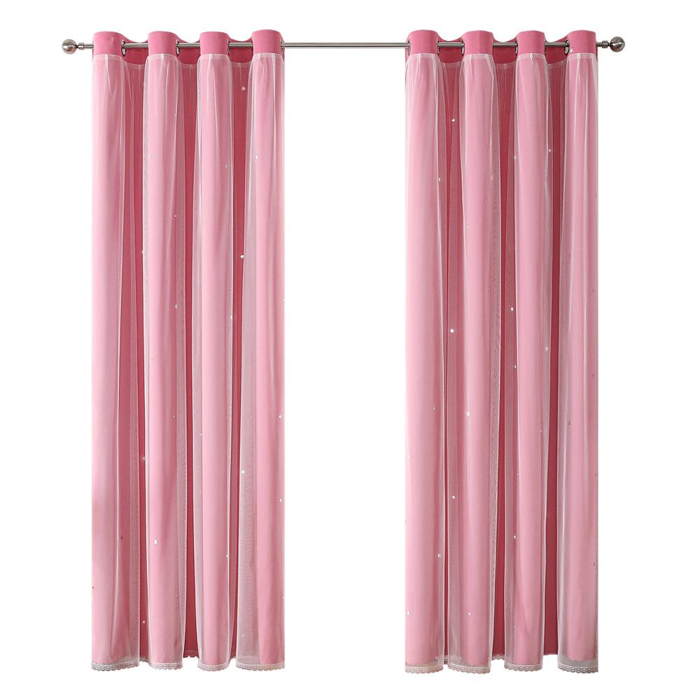 1pc Blackout Faux Curtains, Starry Sky Hollow-Out Double Pleated Sheer Curtains for and Bedrooms, Thermal Insulated Privacy Grommet Top Curtains