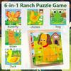 Wooden Puzzle Blocks for Kids, 6 In 1 Animal Pattern, Montessori Educational Toys for Toddlers Ages 2 3 4 Years Old Boys Girls