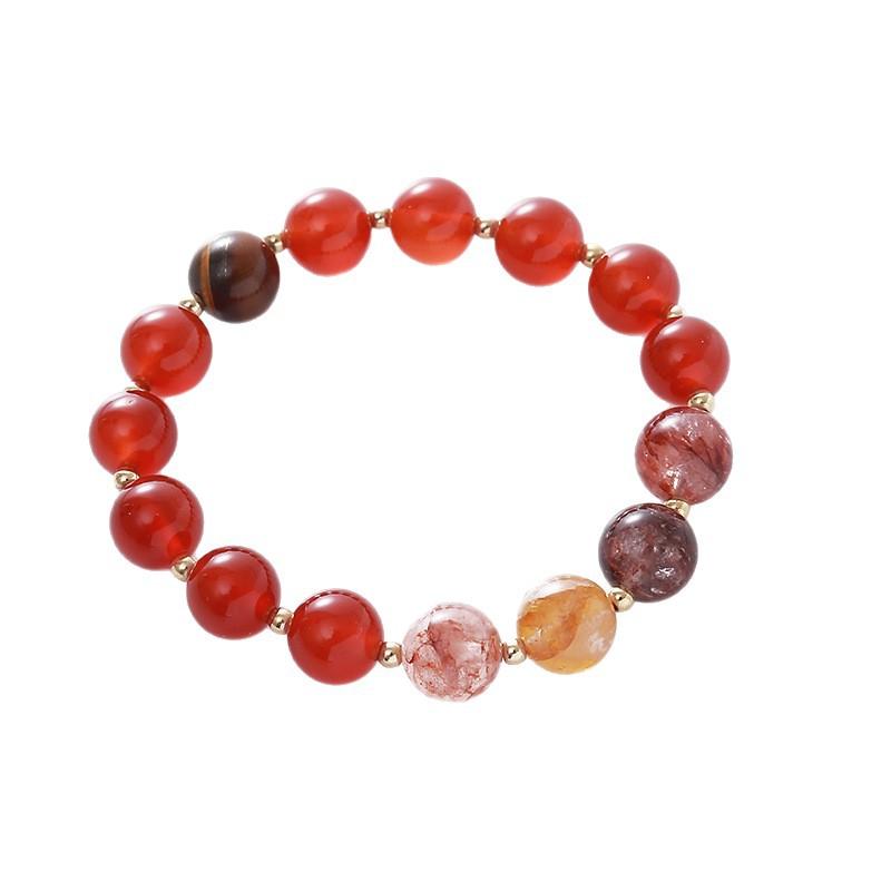 Natural Agate Tiger'S Eye Stone Beaded Bracelet Fashion Women Daily Jewelry Lucky Gift