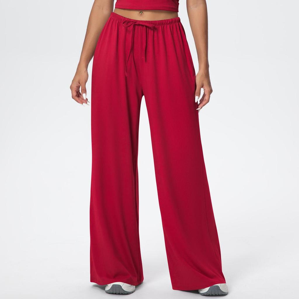 New Loose Fit Wide Leg Yoga Pants with Pockets and Elastic Drawstring